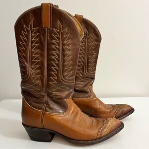 Vintage Tony Lama Leather Wingtip Boots Men’s Size 8.5